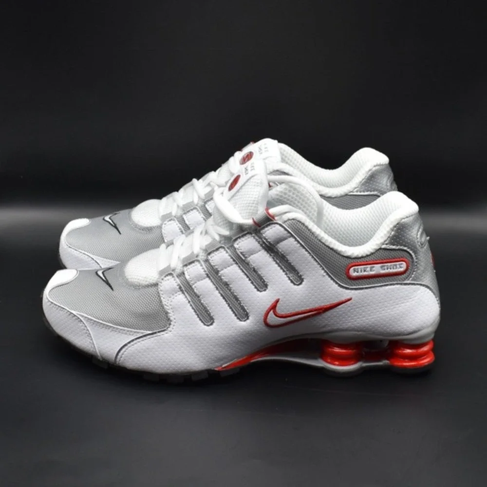 Nike Shox NZ Sneakers Men's Size 10.5 White Red Metallic Silver‎ NEW 378341-104
